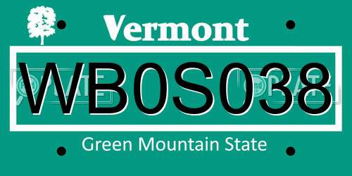 WB0S038 Vermont License Plate