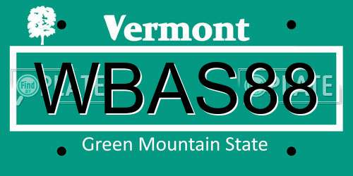 WBAS88 Vermont License Plate