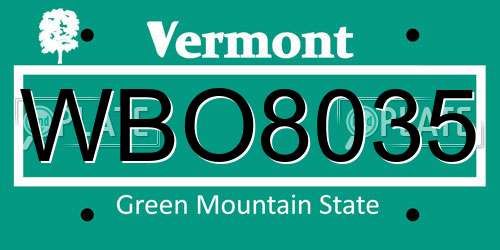 WBO8035 Vermont License Plate