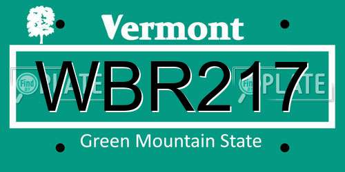 WBR217 Vermont License Plate