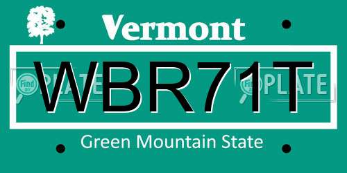 WBR71T Vermont License Plate