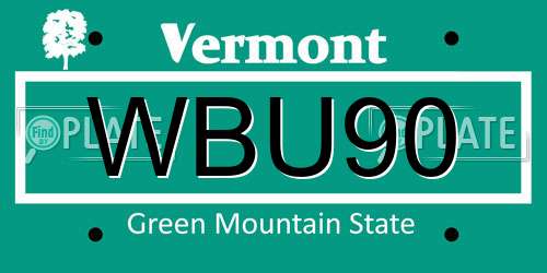 WBU90 Vermont License Plate