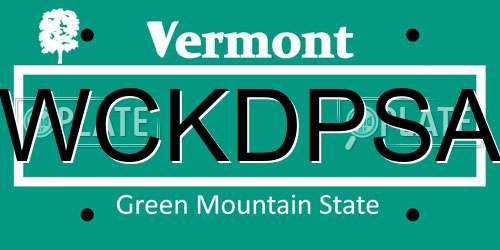 WCKDPSA Vermont License Plate