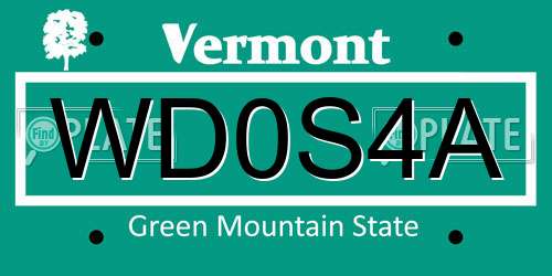 WD0S4A Vermont License Plate