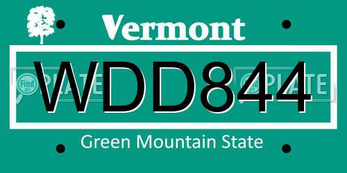 WDD844 Vermont License Plate