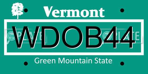 WDOB44 Vermont License Plate