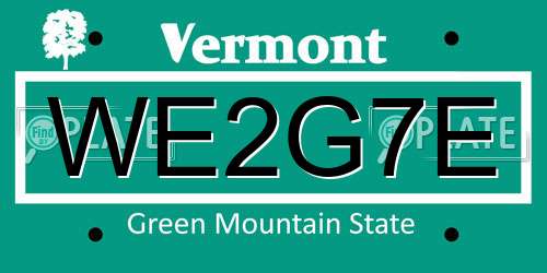 WE2G7E Vermont License Plate