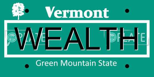 WEALTH Vermont License Plate