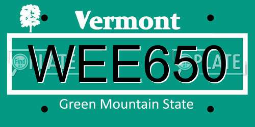WEE650 Vermont License Plate