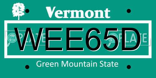 WEE65D Vermont License Plate