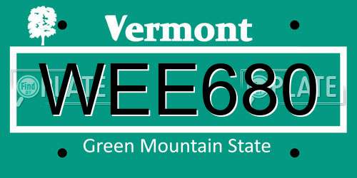 WEE680 Vermont License Plate