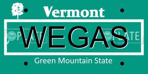 WEGAS Vermont License Plate