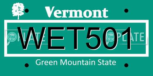 WET501 Vermont License Plate