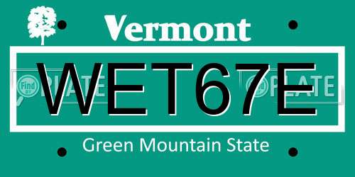 WET67E Vermont License Plate