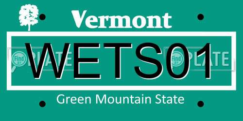 WETS01 Vermont License Plate