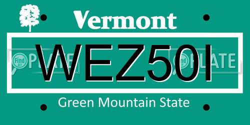 WEZ50I Vermont License Plate