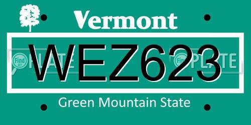WEZ623 Vermont License Plate