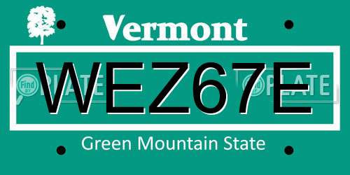 WEZ67E Vermont License Plate