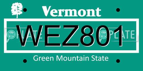WEZ801 Vermont License Plate