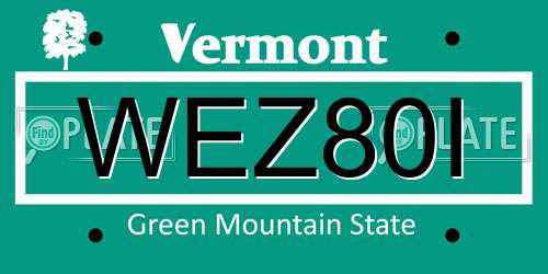 WEZ80I Vermont License Plate