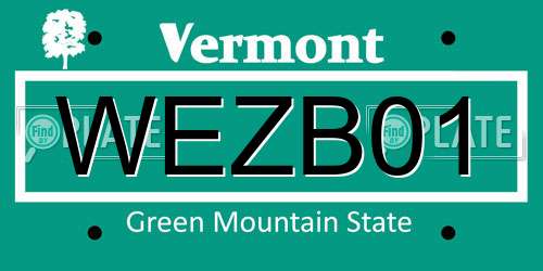 WEZB01 Vermont License Plate