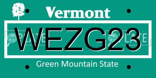 WEZG23 Vermont License Plate