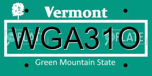 WGA31O Vermont License Plate