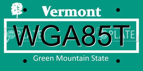 WGA85T Vermont License Plate