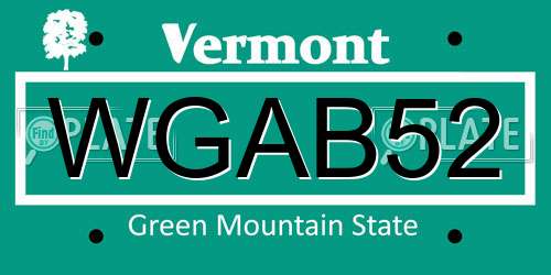 WGAB52 Vermont License Plate