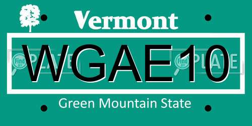 WGAE10 Vermont License Plate