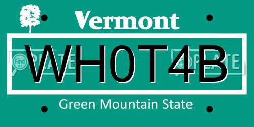 WH0T4B Vermont License Plate