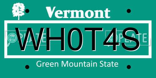 WH0T4S Vermont License Plate