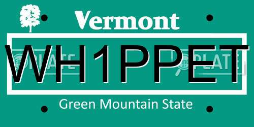 WH1PPET Vermont License Plate