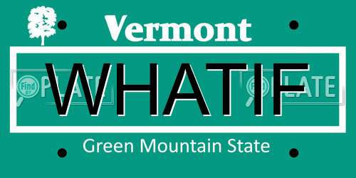 WHATIF Vermont License Plate