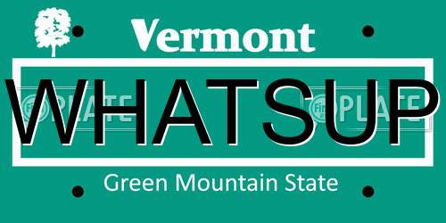 WHATSUP Vermont License Plate