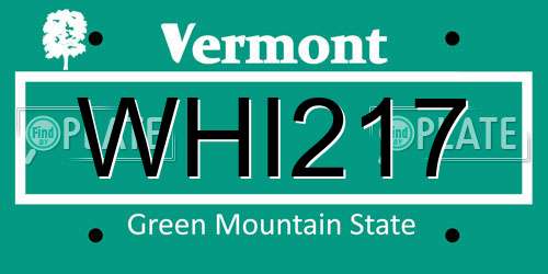 WHI217 Vermont License Plate