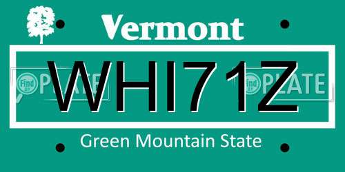 WHI71Z Vermont License Plate