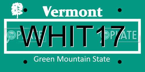 WHIT17 Vermont License Plate