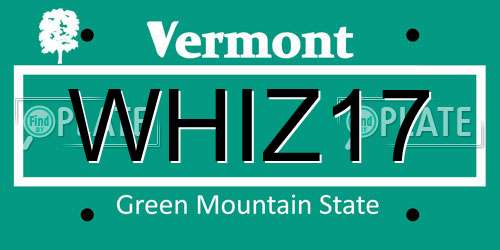 WHIZ17 Vermont License Plate