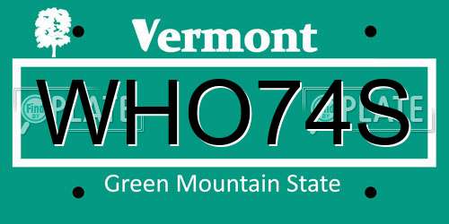 WHO74S Vermont License Plate