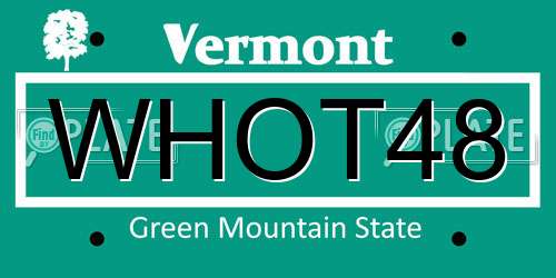 WHOT48 Vermont License Plate