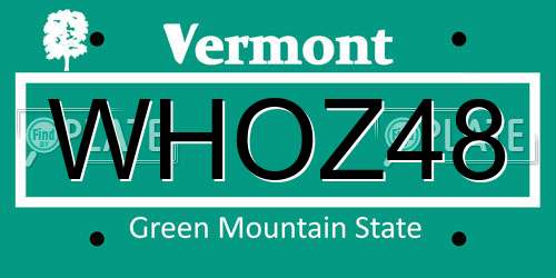 WHOZ48 Vermont License Plate