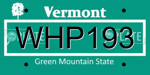 WHP193 Vermont License Plate