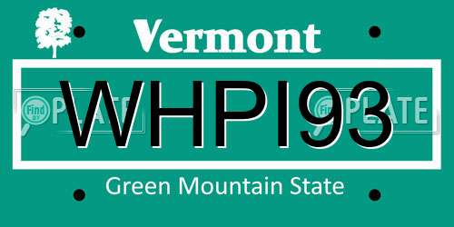 WHPI93 Vermont License Plate