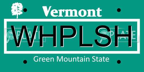 WHPLSH Vermont License Plate