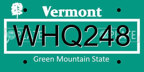 WHQ248 Vermont License Plate