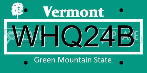 WHQ24B Vermont License Plate