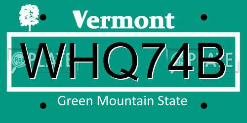 WHQ74B Vermont License Plate