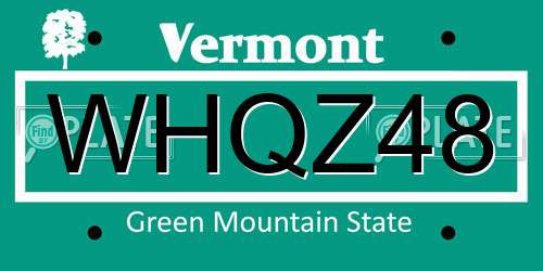 WHQZ48 Vermont License Plate
