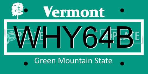 WHY64B Vermont License Plate